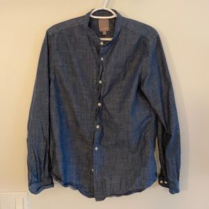 Banded Collar Denim Shirt